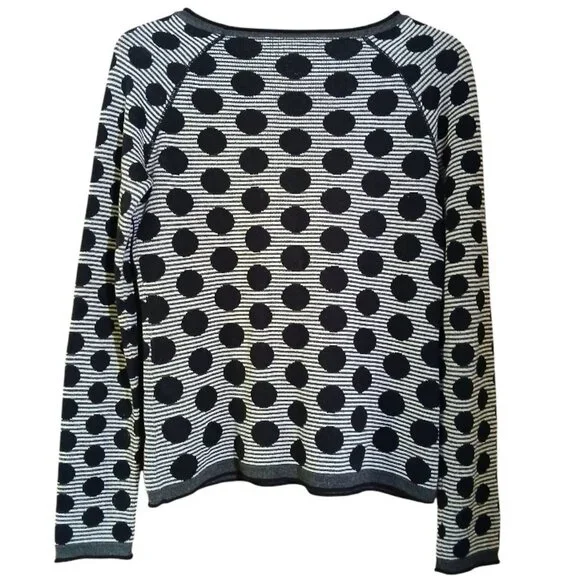 TITLE NINE Black/White Polka Dot Crew Neck Sweater - Picture 3 of 10